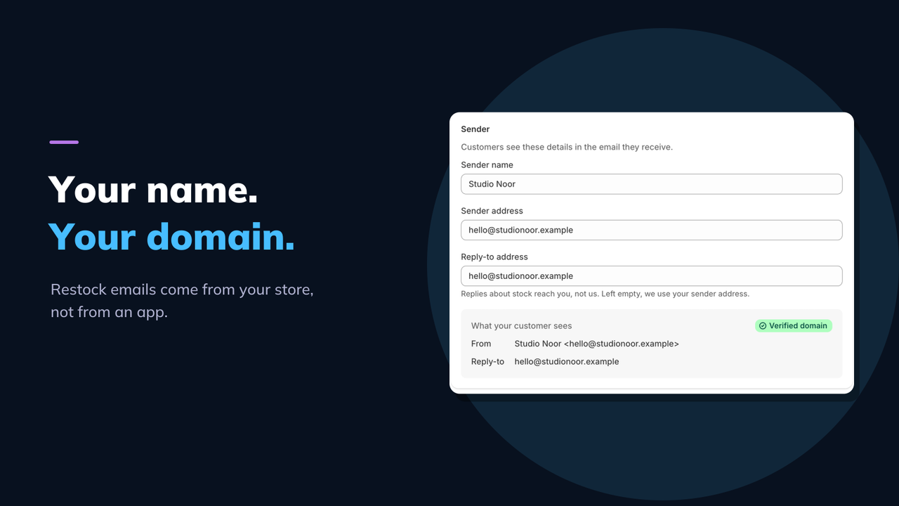 Sender: your name and domain